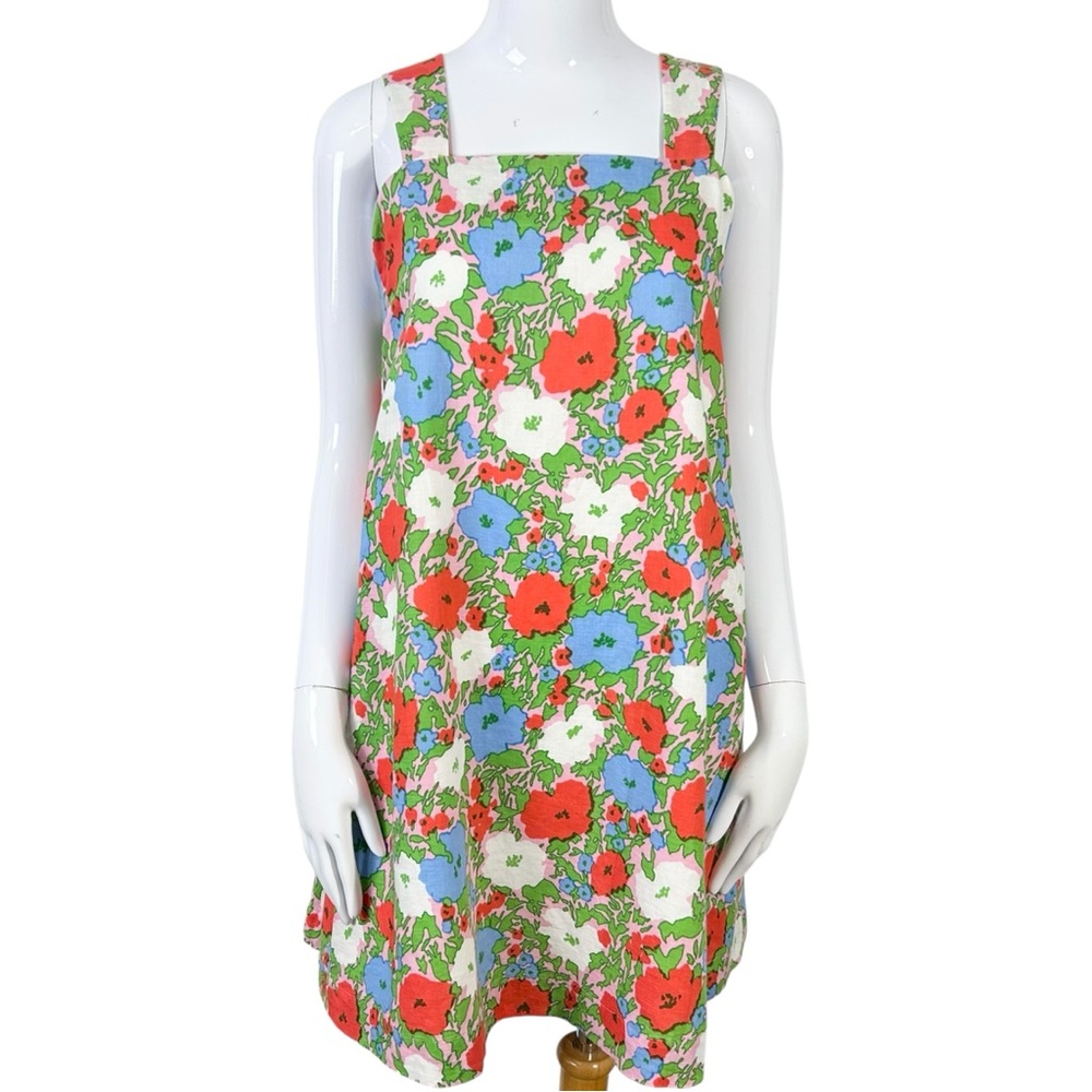 Crewcuts Linen Blend Floral Party Dress Fully Lined Girls size 14